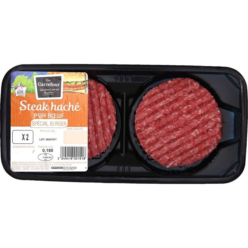 Carrefour - Steak haché pur bœuf spécial burger