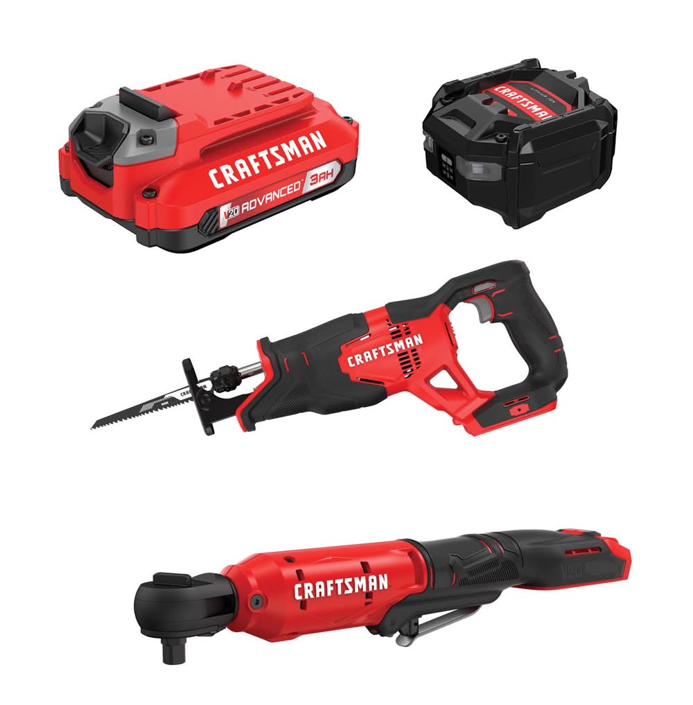 Craftsman V20 3Ah Advanced Battery Kit With V20 Cordless Ratchet 1/2In With V20 Cordless Recip Saw