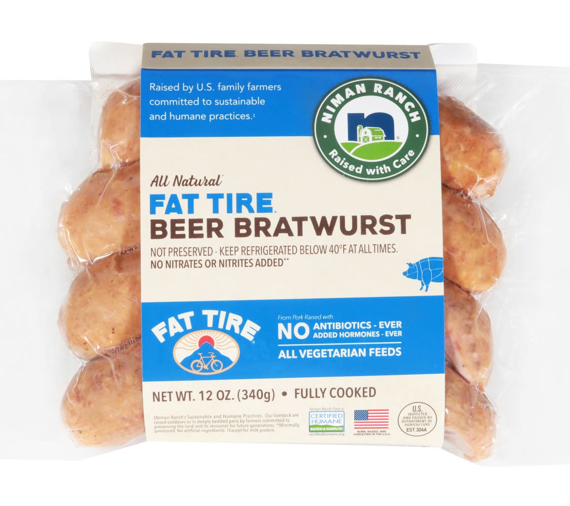 Niman Ranch All Natural Fat Tire Beer Bratwurst (12 oz)