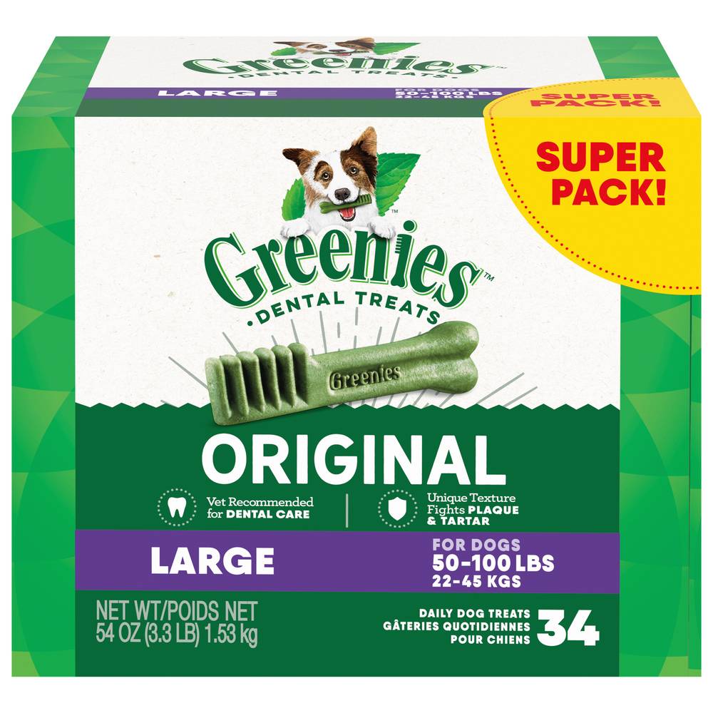 Greenies Original Large Natural Dental Dog Treats (54 oz, 34 ct)