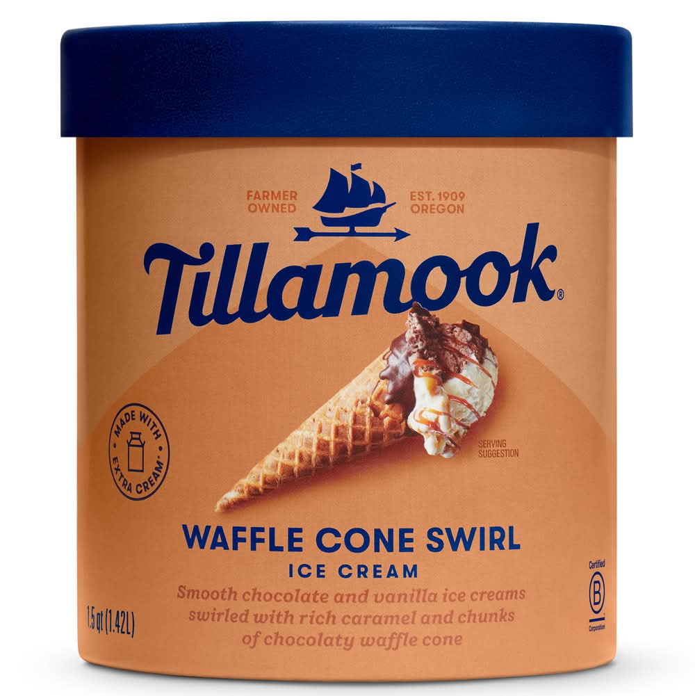 Tillamook Ice Cream, Waffle Cone Swirl (1.5 qt)