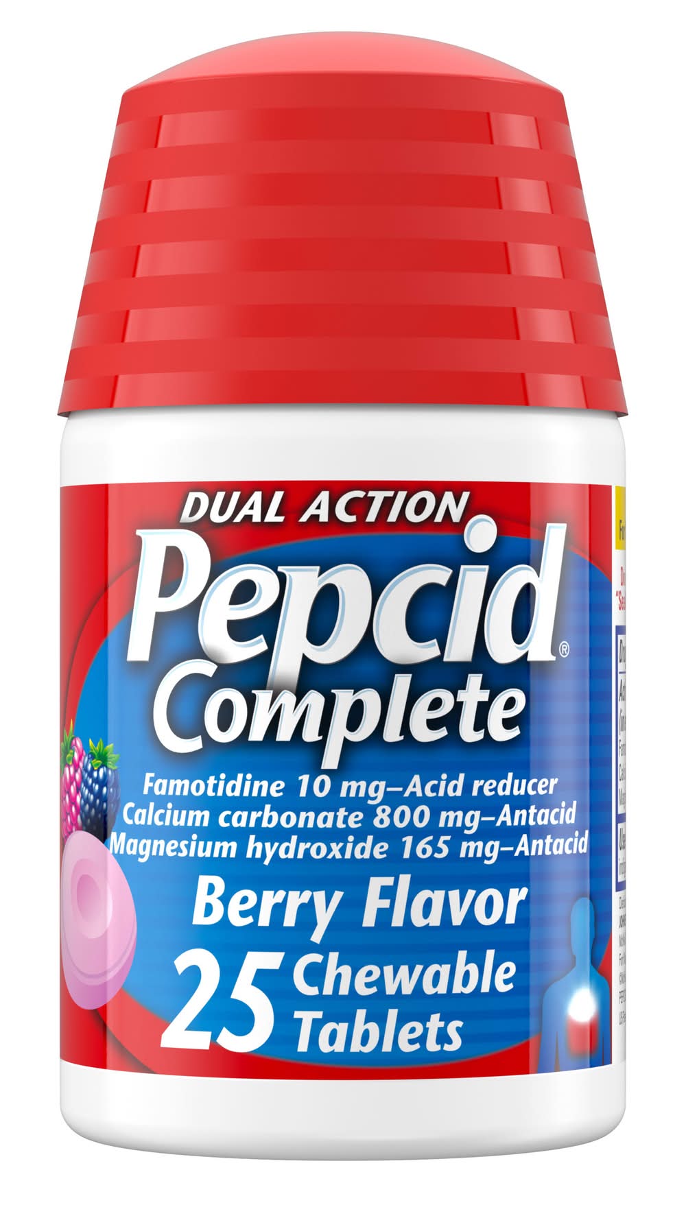 Pepcid Complete Dual Action Acid Reducer & Antacid Chewable Tablets, Berry (25 ct)