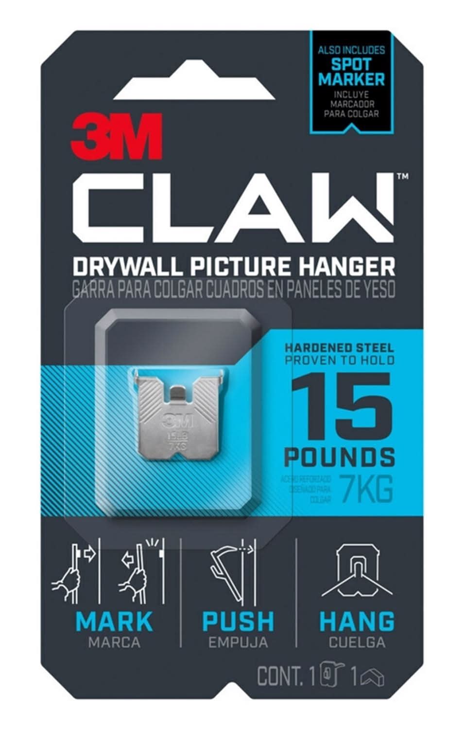 3M Claw Silver Drywall Picture Hanger 15 Lb 1 Pk