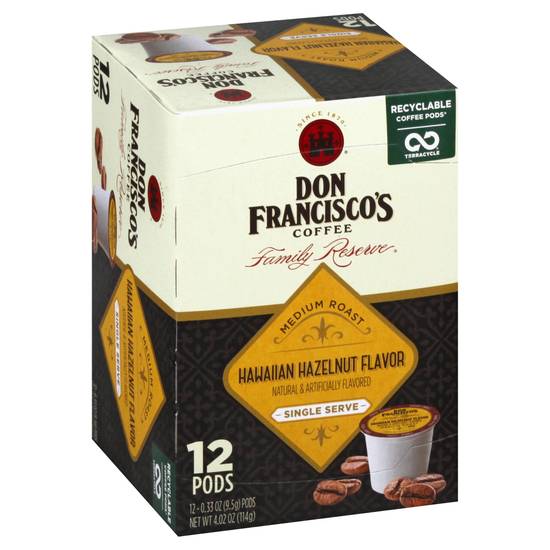 Don Francisco's Hawaiian Hazelnut Medium Roast Coffee Pods (12 ct, 0.33 oz)