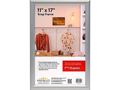 Excello Global Products Poster Frame, 11 x 17, Silver Aluminum (EGP-SF-1117-S)