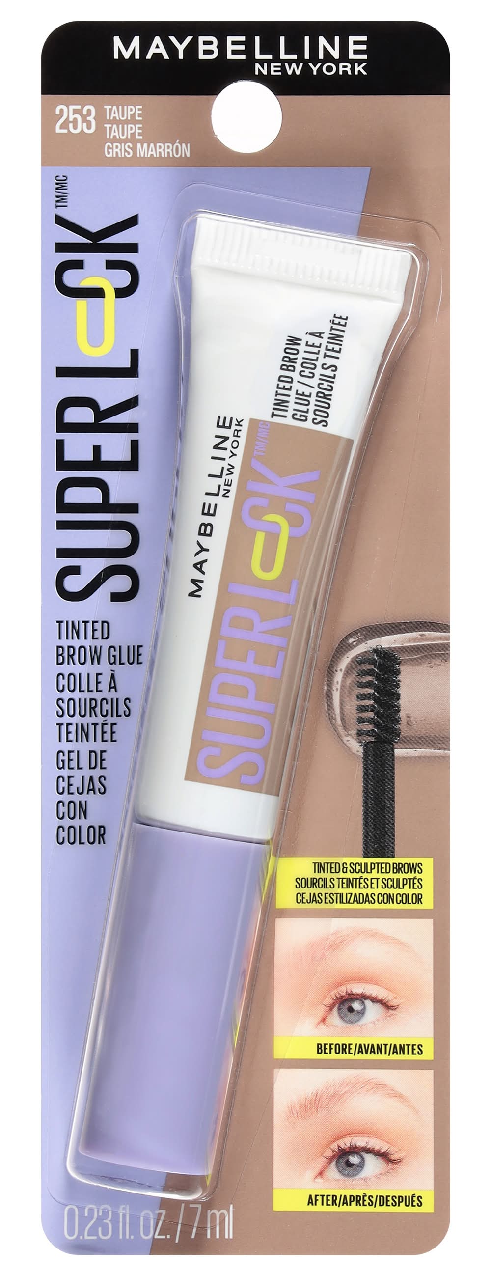 Maybelline Superlock Tinted Brow Glue, 253 Taupe (0.23 fl oz)