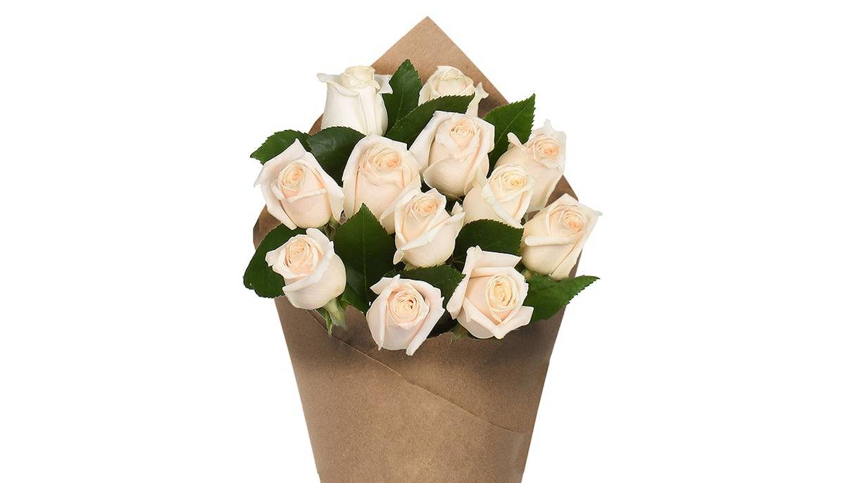 Dozen Rose Bunch - White