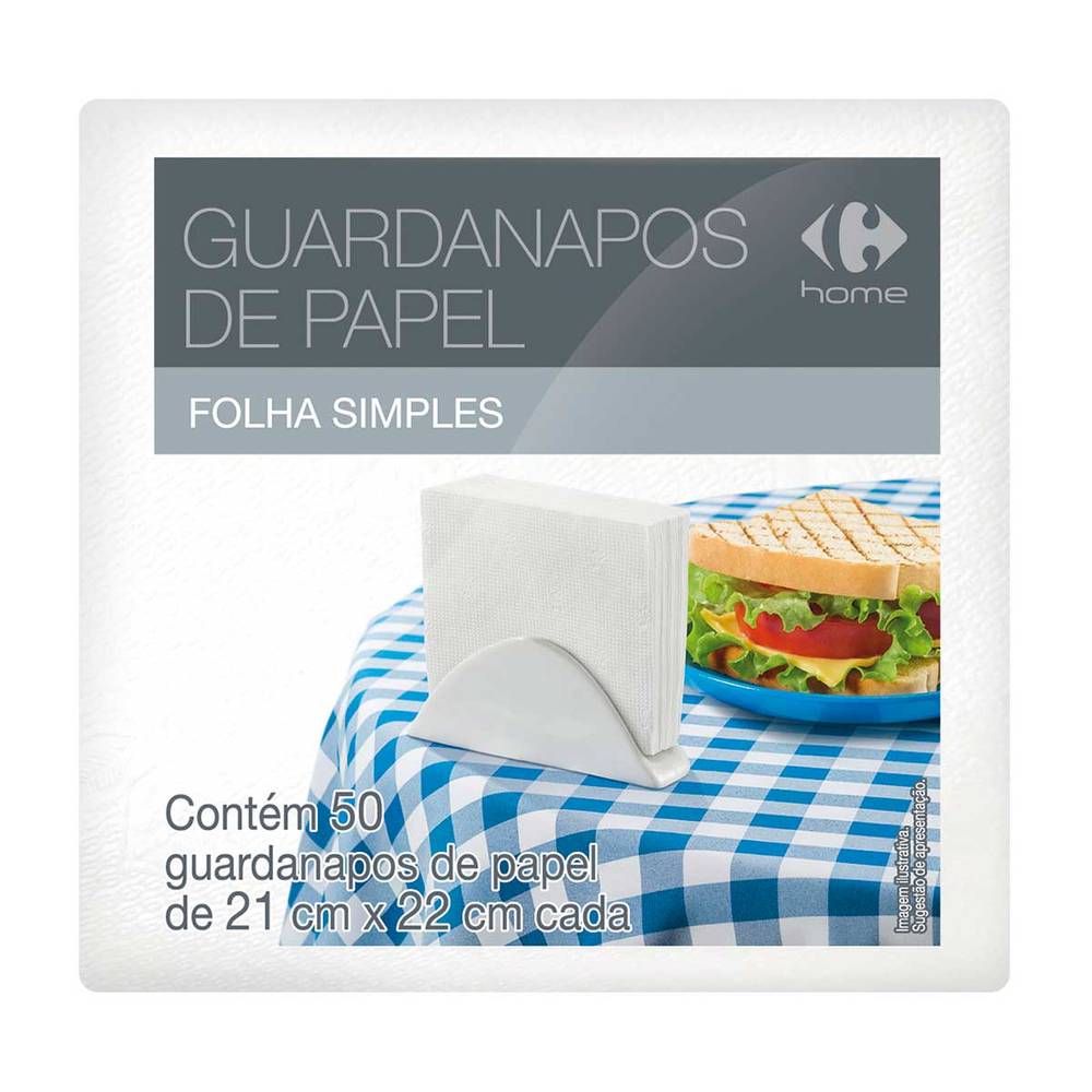 Carrefour home guardanapo de papel folha simples (50 un)