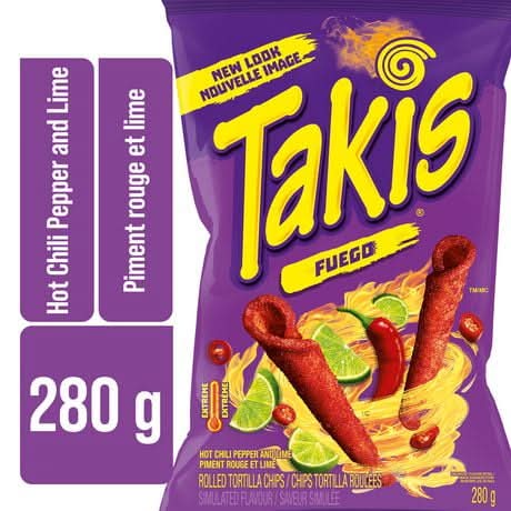 Takis Fuego Rolled Tortilla Chips, Hot Chili Pepper & Lime (280 g)