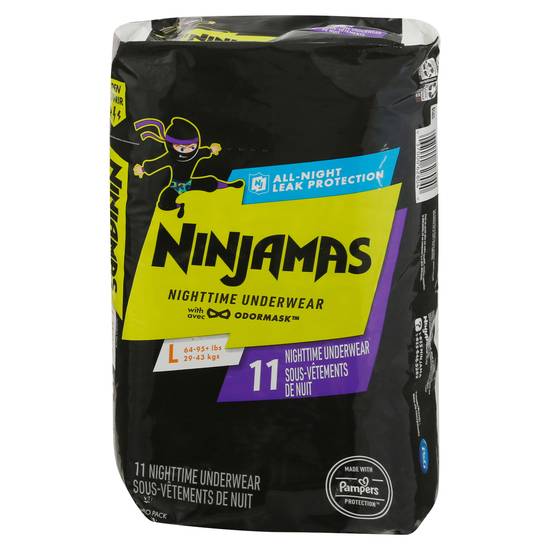Ninjamas Nighttime Underwear With Odormask Size L-Xl (11 ct)