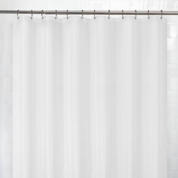 Zenna Home Waterproof Striped Fabric Shower Curtain Liner (70 in x 72 in/white)