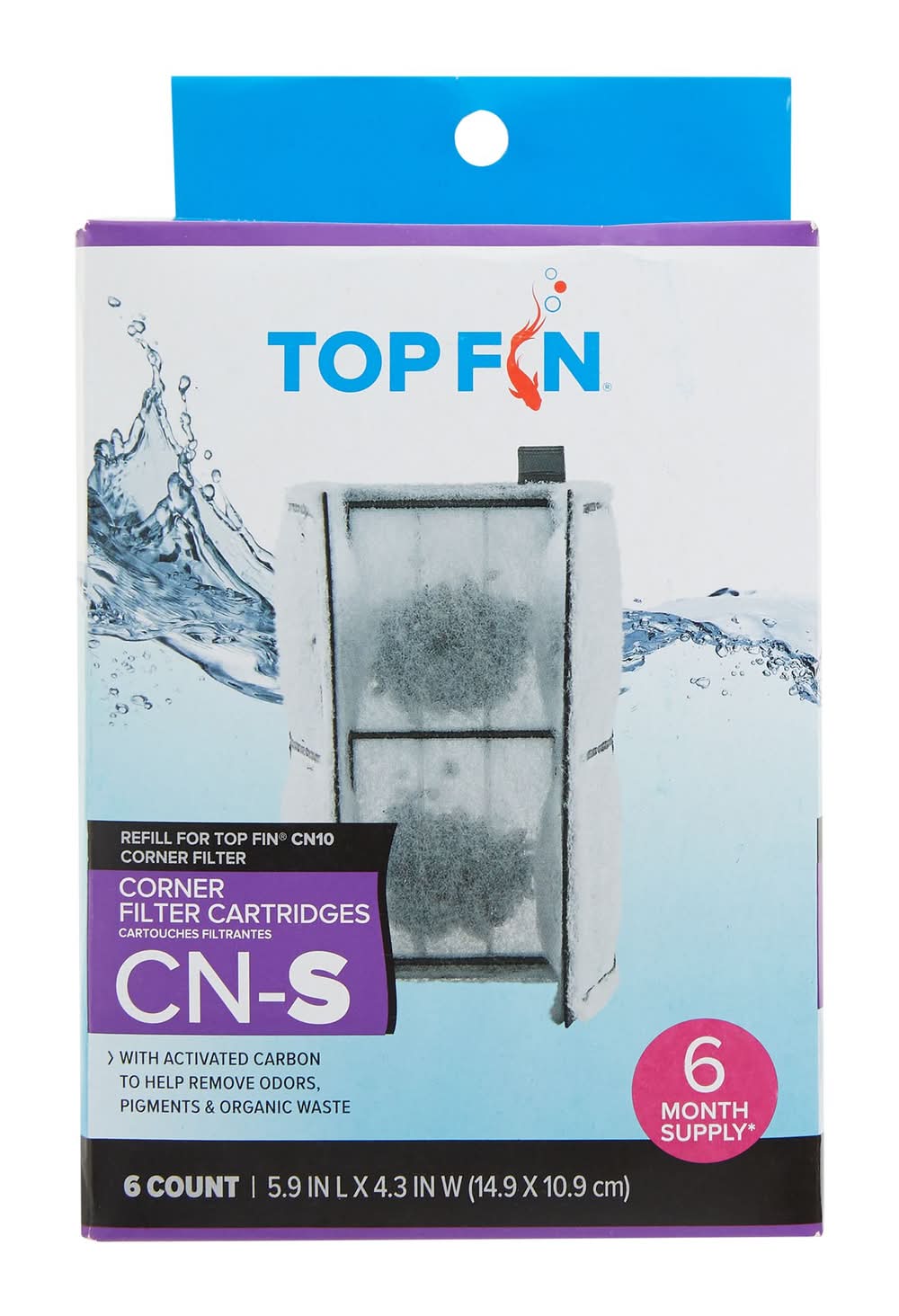 Top Fin® CN-S Corner Filter Cartridges - Fish Tank Filter Cartridges - 3-6 Count