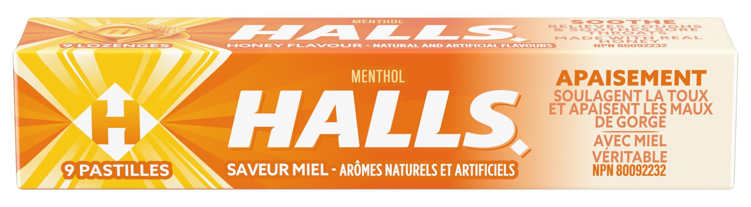 Halls Sore Throat Cough Lozenges, Honey (0.03 kg, 9 ct)