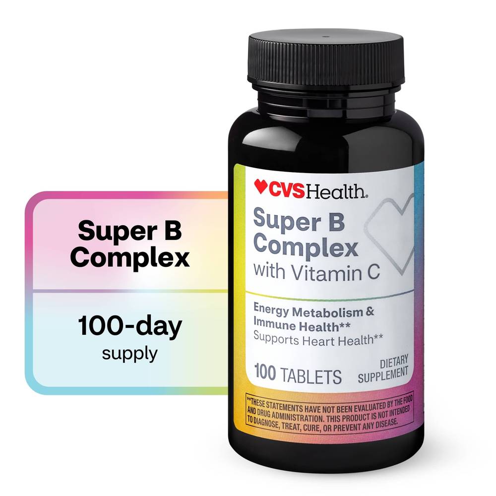 CVS Health Super B Complex with Vitamin C Caplets, 100CT