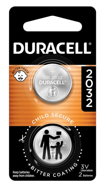 Duracell® 2032 3V Lithium Coin Batteries, Pack of 2