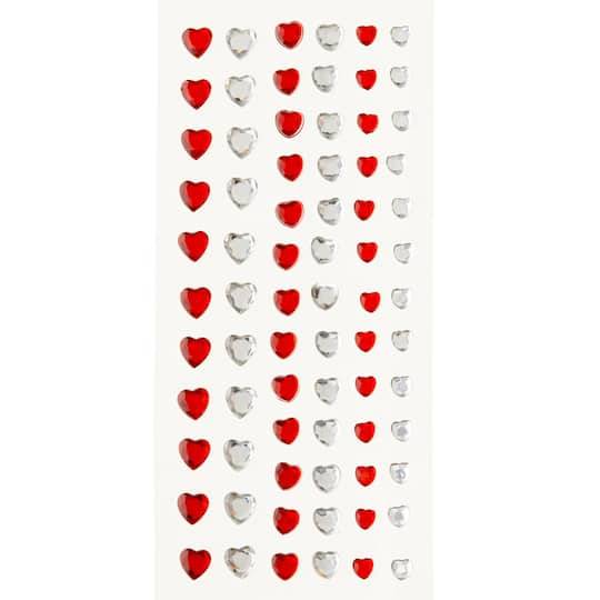 Recollections Adhesive Rhinestones, Red And Clear Hearts