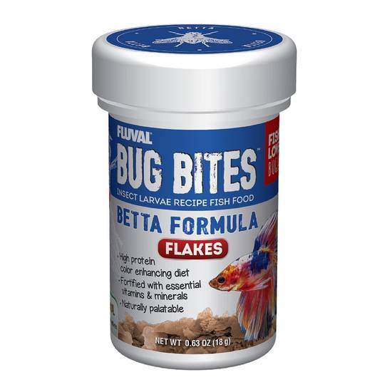 Fluval Bug Bites Betta Color Enhancing Flakes, 0.63 Oz.