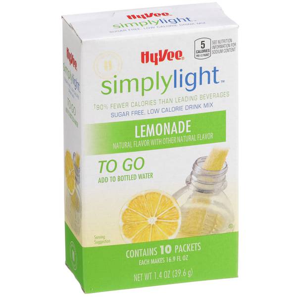 Hy-Vee SimplyLight Low Calorie Lemonade Drink Mix To Go 10Ct