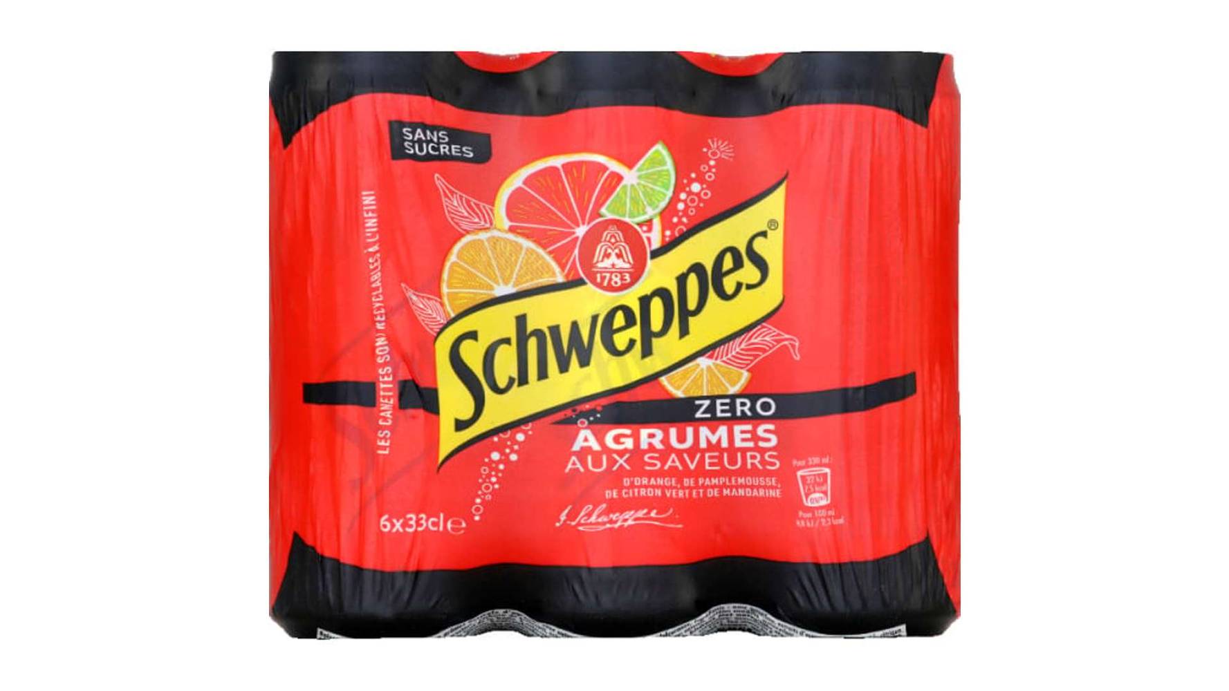 Schweppes - Boisson gazeuse aux extraits naturels, orange, arômes pamplemousse, citron vert, mandarine (6 x 330ml)