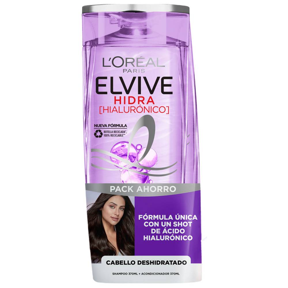 Elvive pack shampoo + acondicionador hidra hialurónico (2 u x 370 ml c/u)
