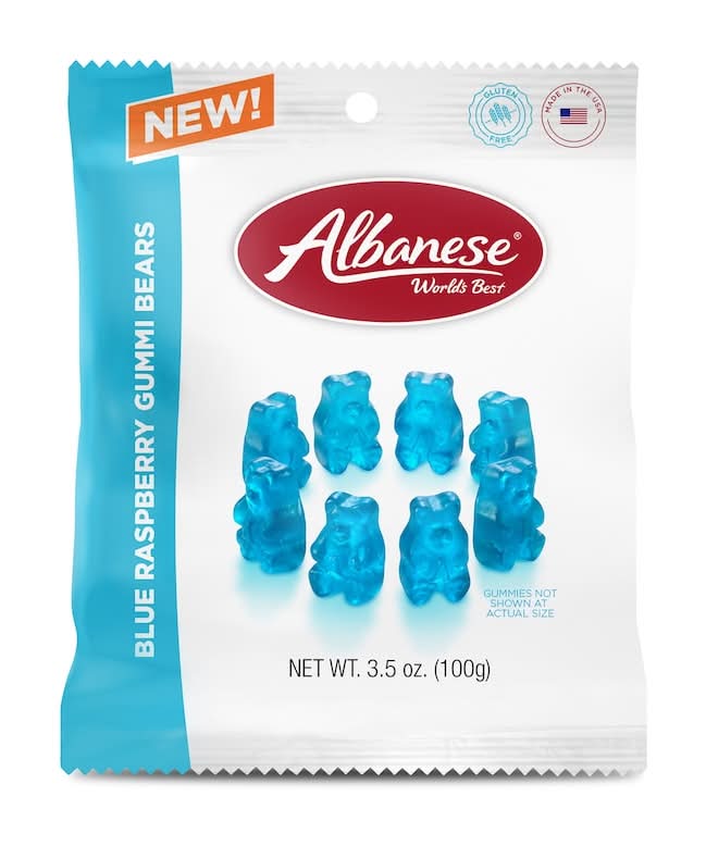Albanese World's Best Gluten Free Gummi Bear Candy, Blue Raspberry (3.5 oz)