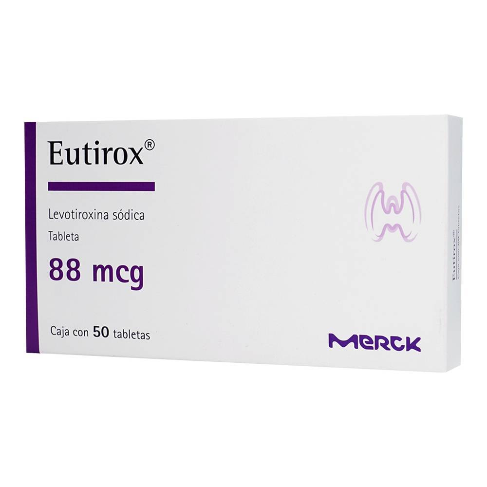 Merck eutirox 88 levotiroxina sódica tabletas 88 mcg (50 piezas)