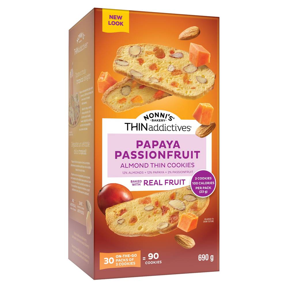 Thinaddictives Papaya Passionfruit Almond Thin Cookies, 30 × 23 G