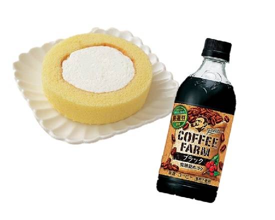 【セット】◎ボスコーヒーファーム≪ブラック≫(450ml)＋UC プレミアムロールケーキ*