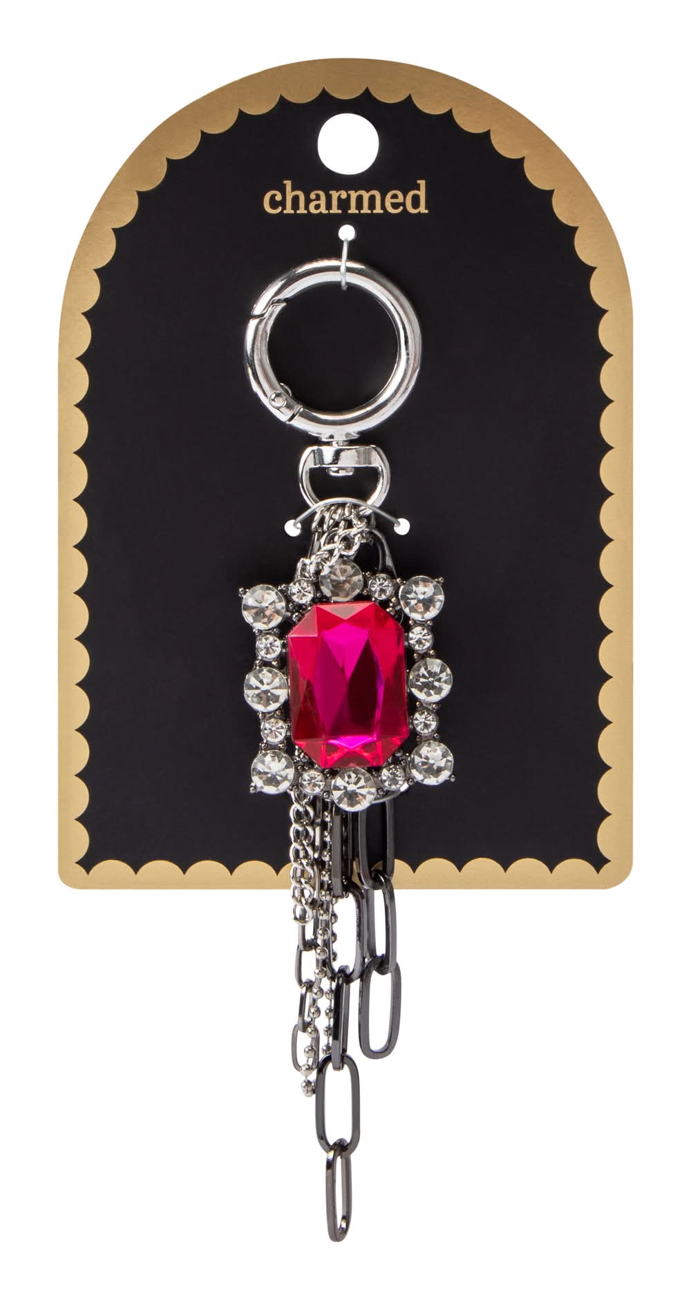 Charmed Pink Gem Cluster Key Ring Pink