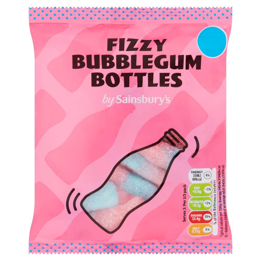 Sainsbury's Fizzy Bubblegum Bottles 70g