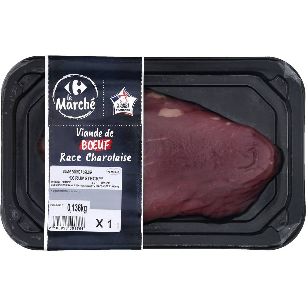 Carrefour le marché - Viande de bœuf steak à griller race charolaise (136g)