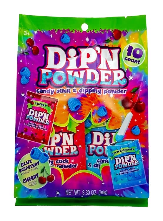 Dip'n Powder Candy Stick & Dipping Powder pack 3+ Years, Blue Raspberry-Cherry (3.39 oz, 10 ct)