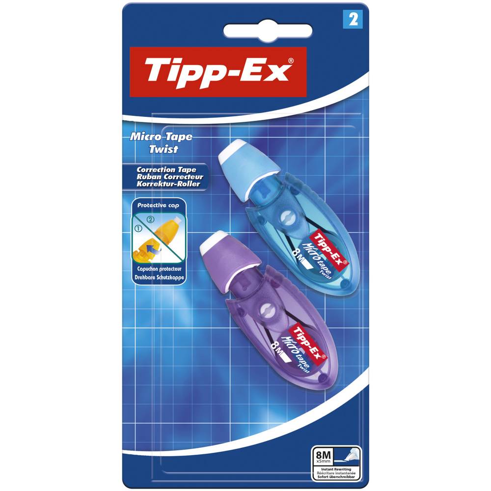 BiC - Tipp-ex rubans correcteurs 8 m x 5 mm corps couleurs assorties