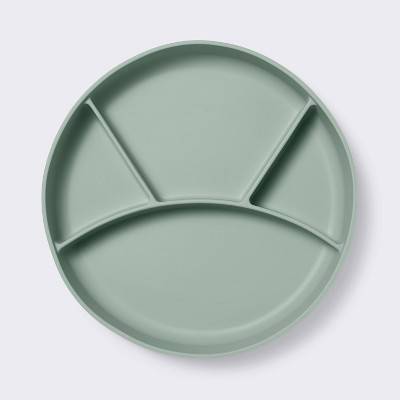 Cloud Island Silicone Suction Divided Plate, Green