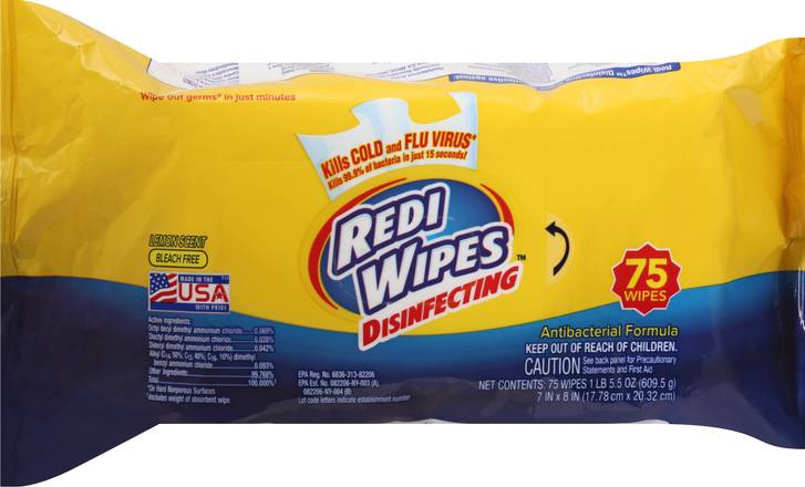 Redi Wipes Lemon Scent Disinfecting Wipes (75 ct)