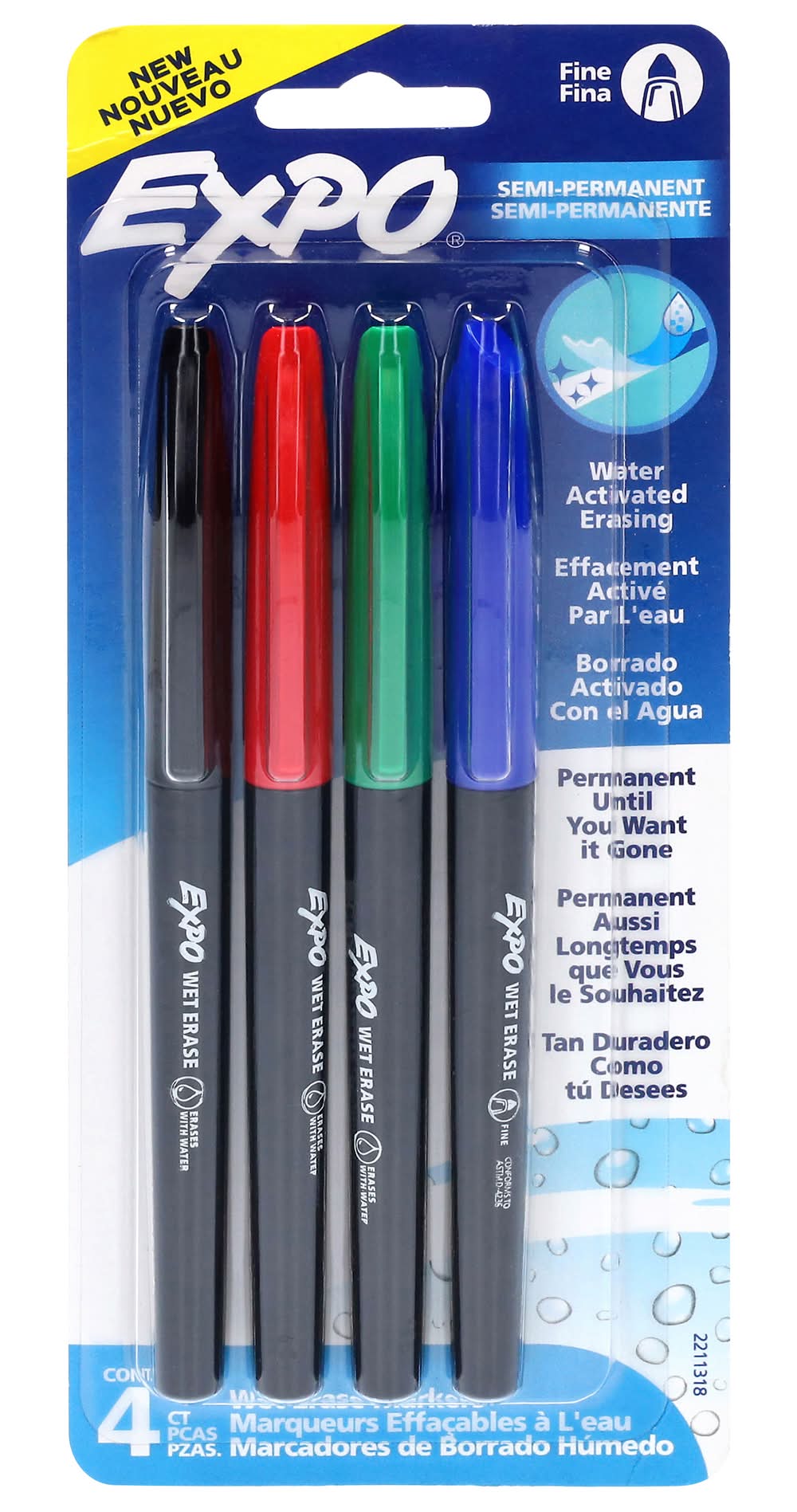 Expo Wet Erase Permanent Markers, Assorted (4 ct)