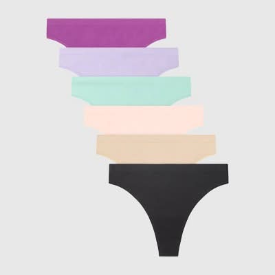 Hanes Super Stretch Microfiber Comfort Flex Thong Underwear, Women, S, Assorted (6 ct)