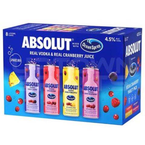 Absolut Ocean Spray Vodka Variety 8 Pack 355ml Cans