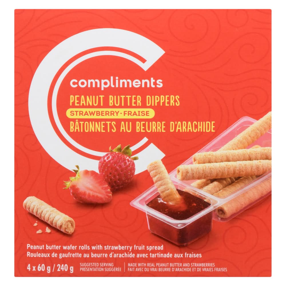 Compliments Snack Peanut Butter Wafer Rolls, Strawberry (240 g)