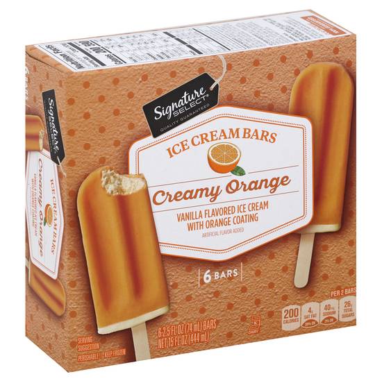 Signature Select Creamy Orange Ice Cream Bars (6 x 2.5 fl oz)