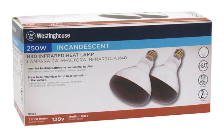 Westinghouse 250 W R40 Heat Lamp Incandescent Light Bulb Medium Base Red 2 Pk