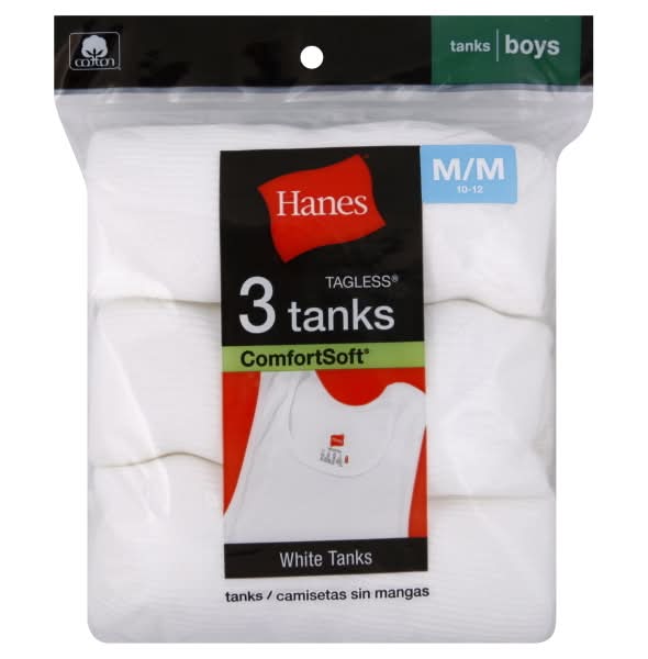 Hanes Tagless Comfortsoft Tanks, M, White (3 ct)