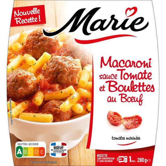 Pâtes Macaroni sauce tomate et boulettes Marie 280g