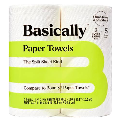 Basically, Split Sheet Paper Towels (2 ct)(11 in x 5.9 in)