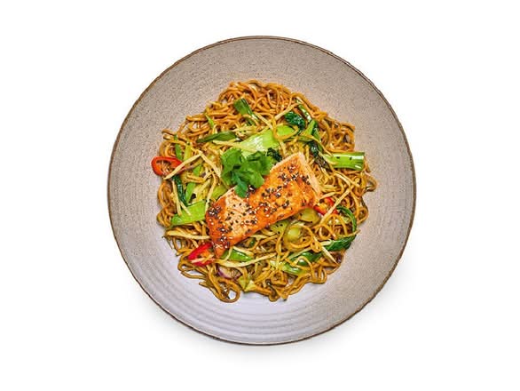 salmon teriyaki soba