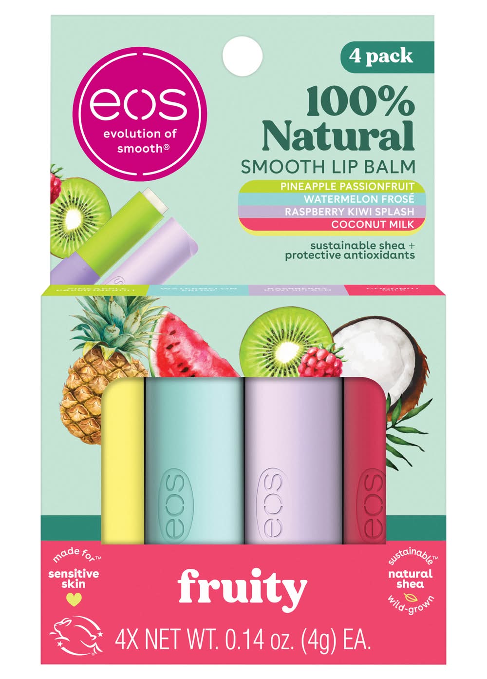 eos Natural Fruity Lip Balm Sticks (0.14 oz, 4 ct)