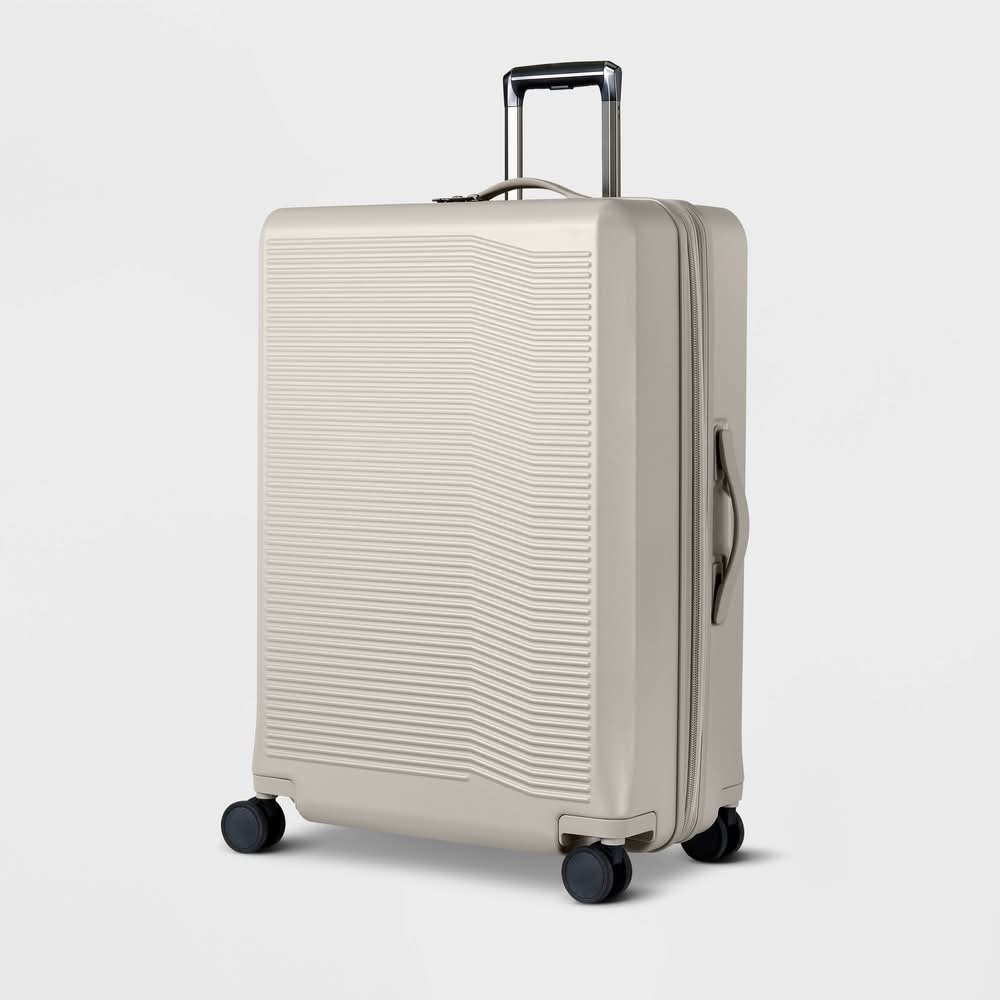 Open Story Signature Hardside Checked Spinner Suitcase, L, Matte Atmosphere