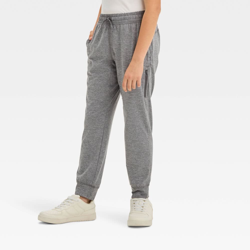 All In Motion Boys Soft Stretch Jogger Pants, M, Heather Gray
