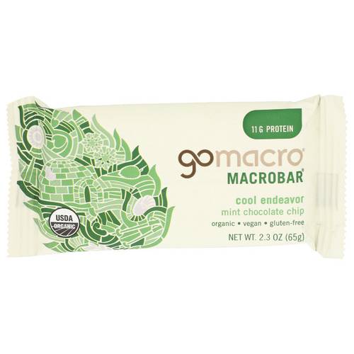 Gomacro Organic Cool Endeavor Mint Chocolate Chip Protein Bar