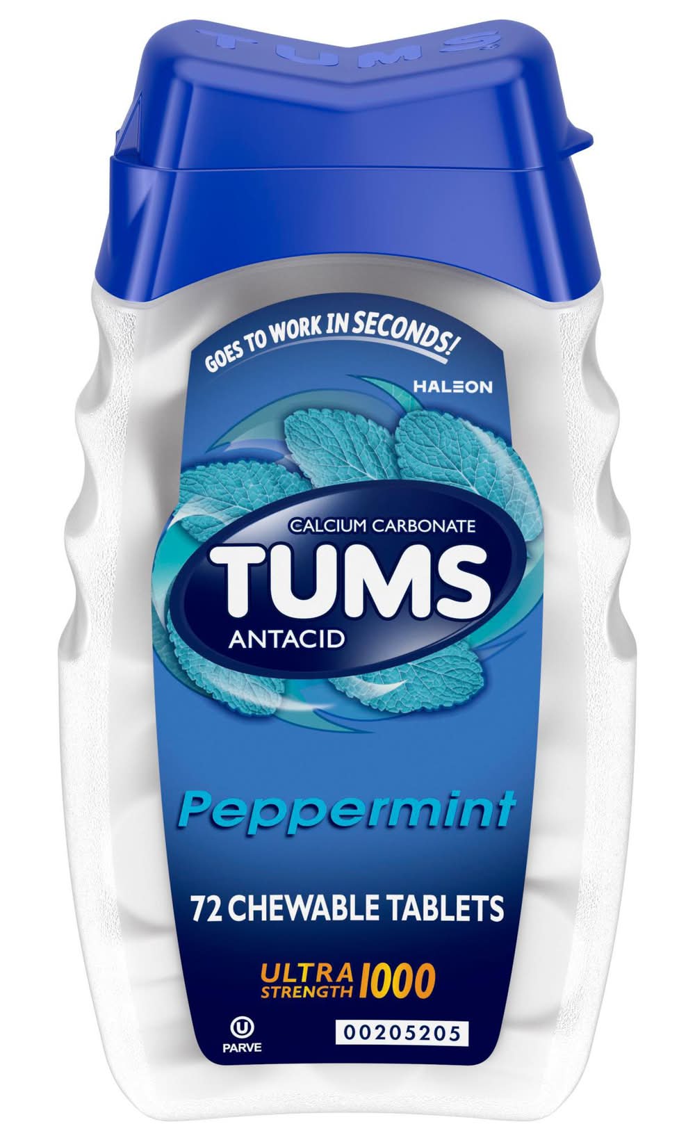 TUMS Ultra Strength 1000 Antacid Chewable Tablets, Peppermint (72 ct)
